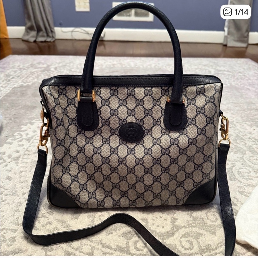 Gucci Black and Cream Satchel